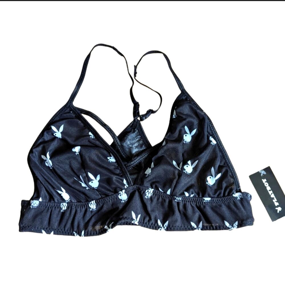 Playboy Y2K Inspired Sheer Playboy Bunny Print Playmate Strappy Bralette NWT
